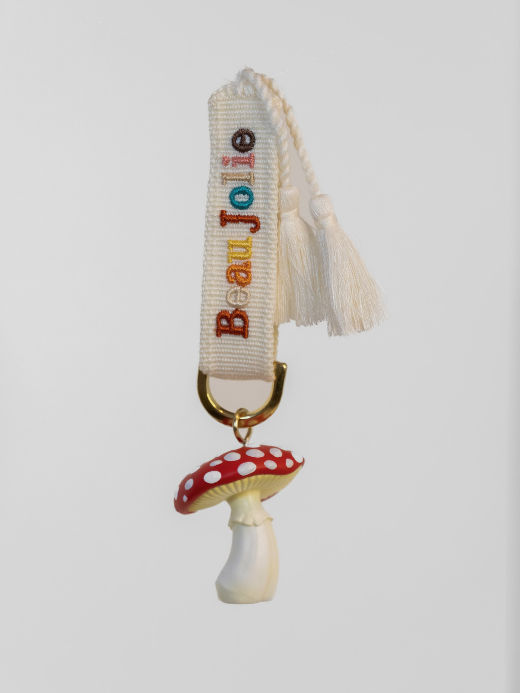 Toadstool Bijoux On White & Rainbow Lanyard