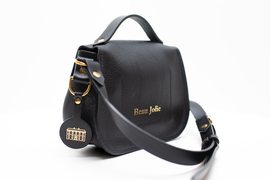 Beau Jolie Cross Body Satchel With Gold In Noir