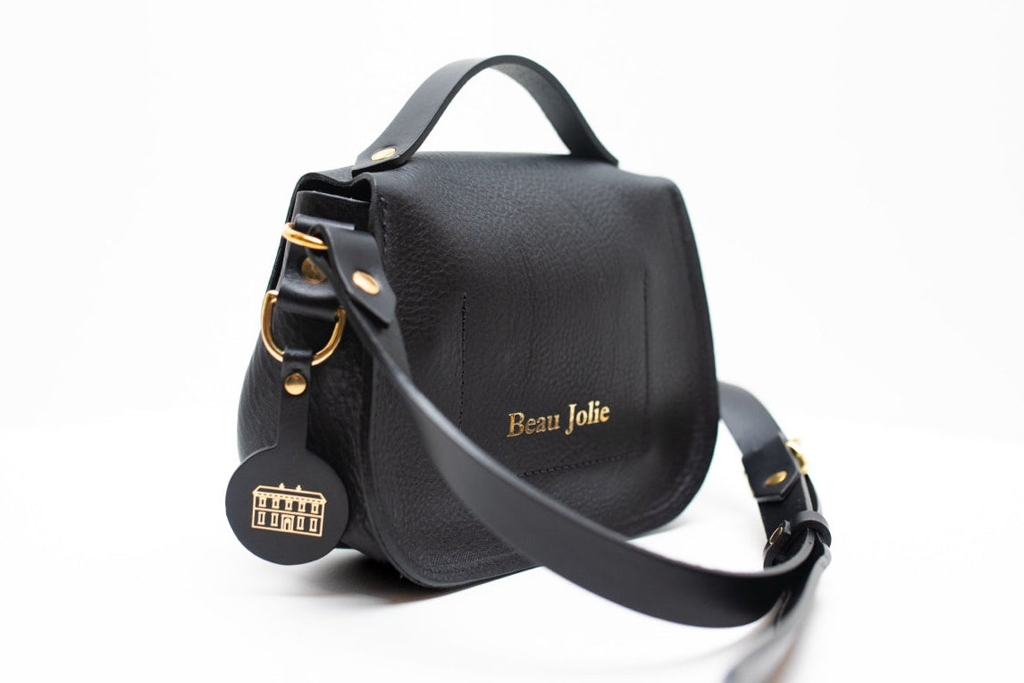 Beau Jolie Cross Body Satchel With Gold In Noir
