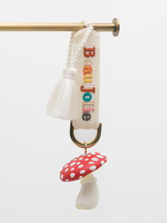 Toadstool Bijoux On White & Rainbow Lanyard
