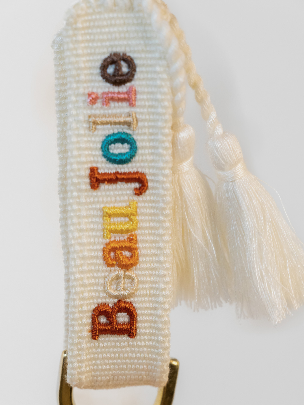 Toadstool Bijoux On White & Rainbow Lanyard