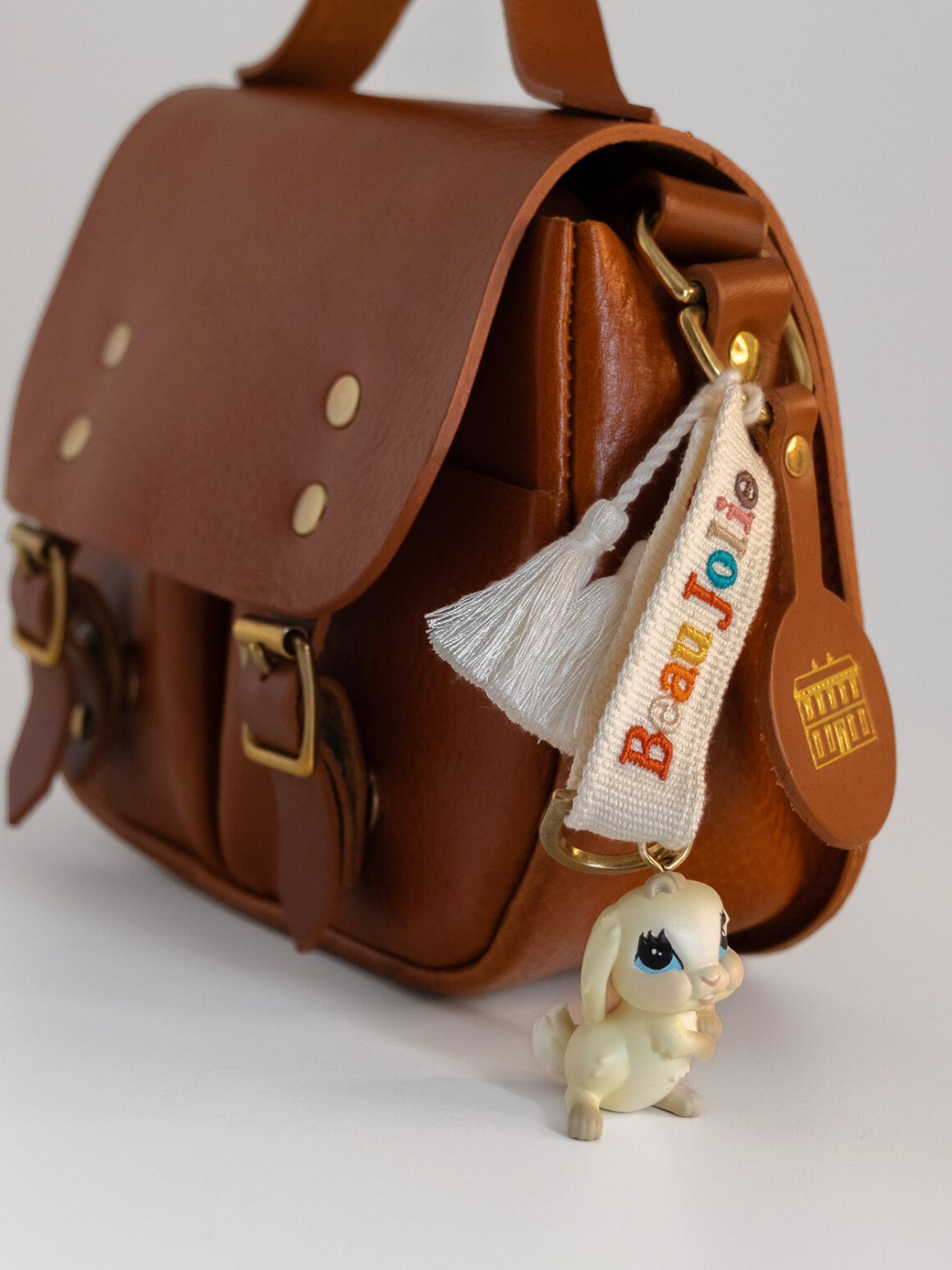 Lapin Bijoux On White & Rainbow Lanyard