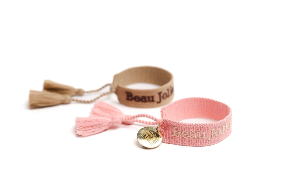 Beau Jolie Woven Friendship Bracelet - Blush Pink & Ivory