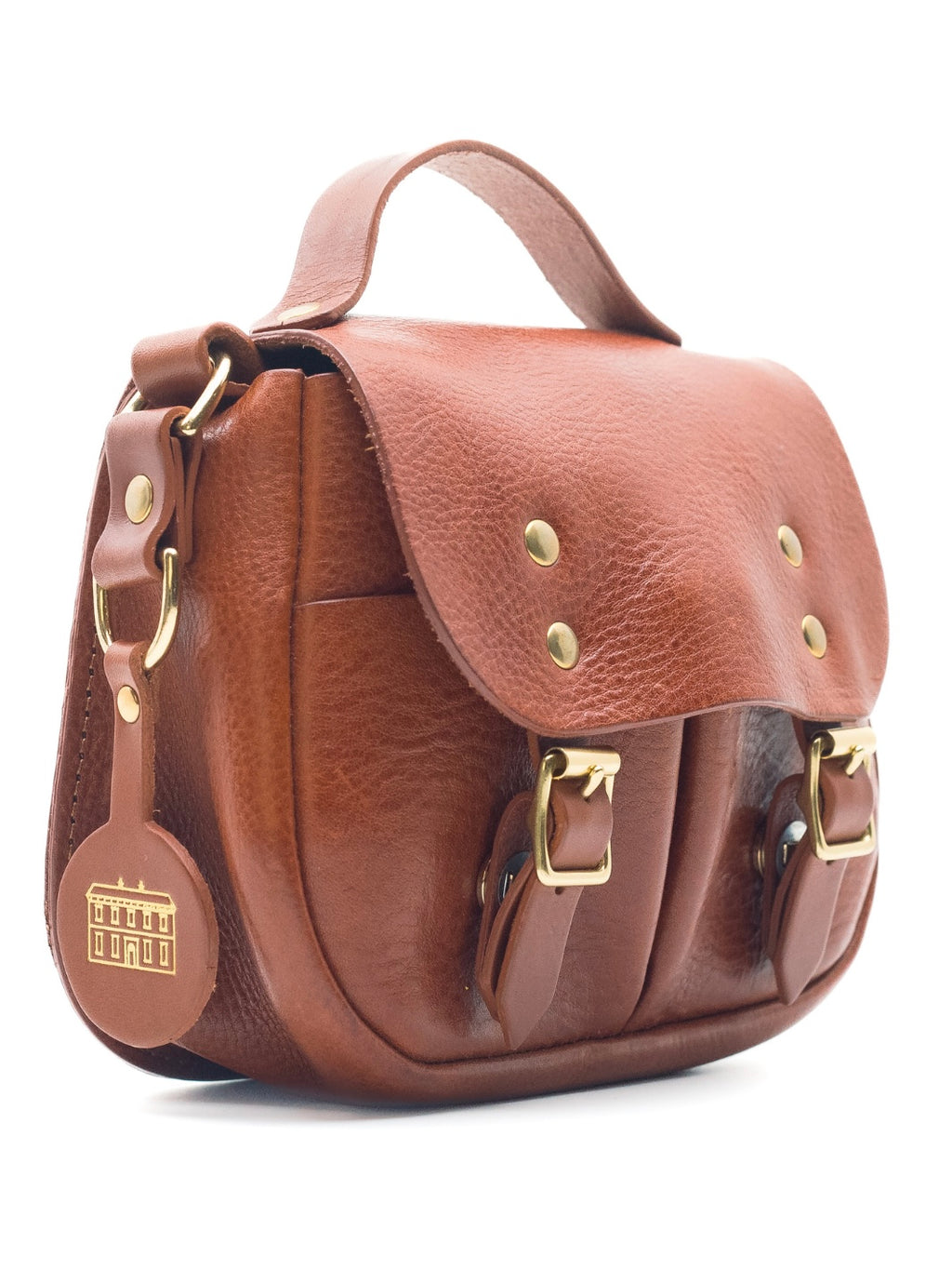 Beau Jolie Cross Body Satchel With Gold In Chestnut