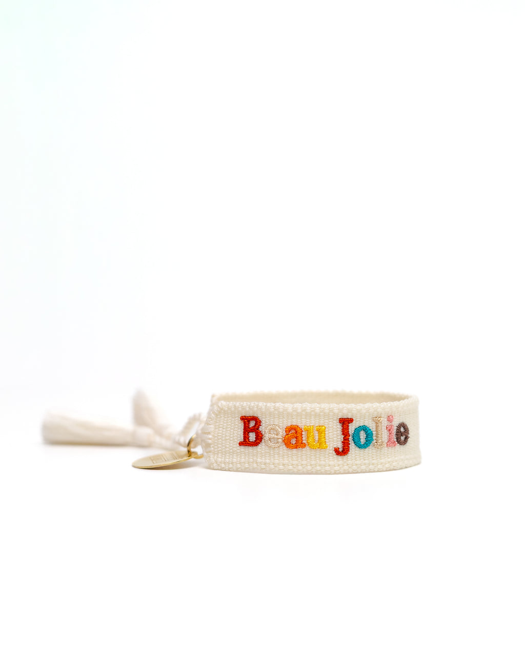 Beau Jolie Woven Friendship Bracelet - Cream & Multicoloured