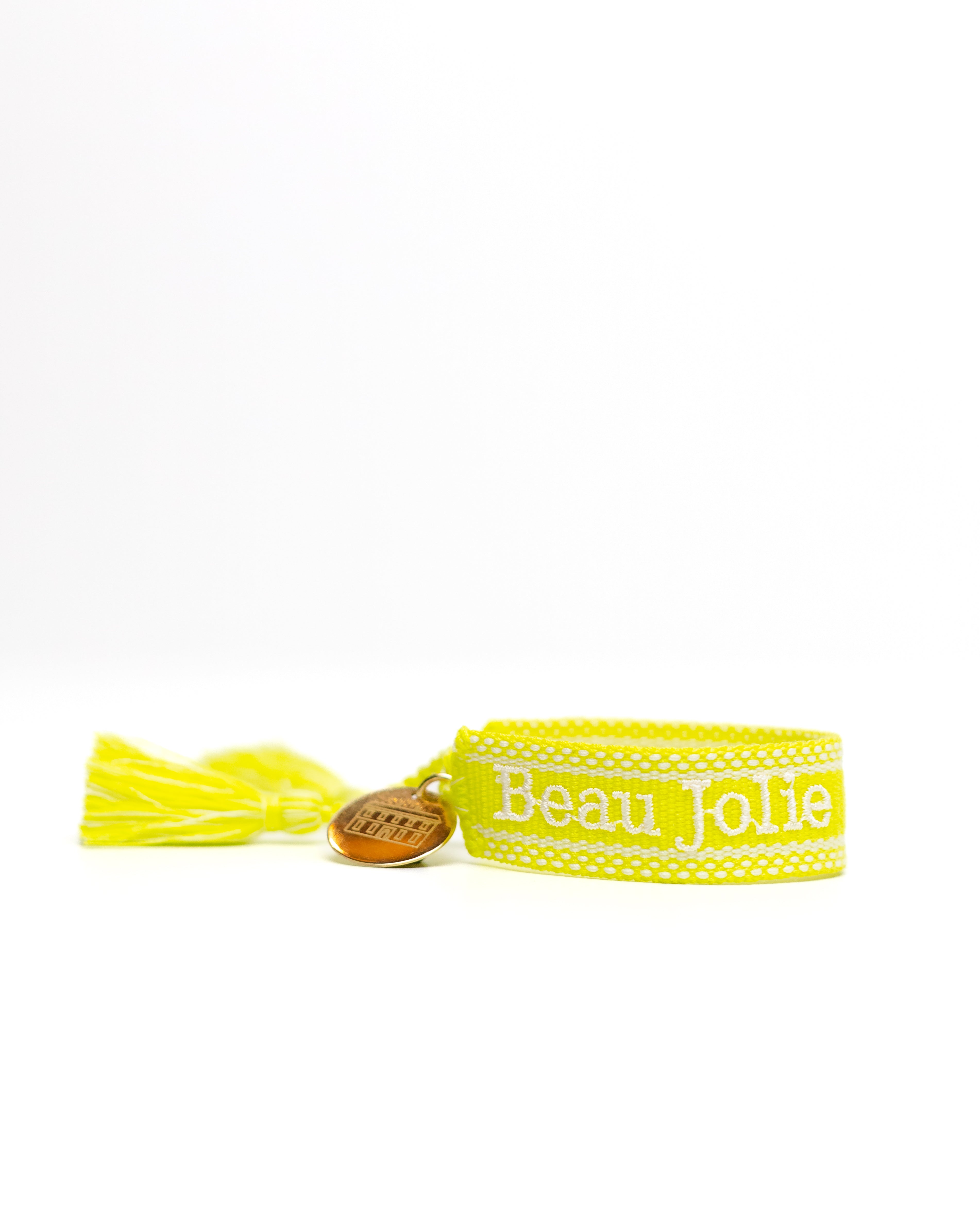 Beau Jolie Woven Friendship Bracelet - Neon Yellow & Chalk White