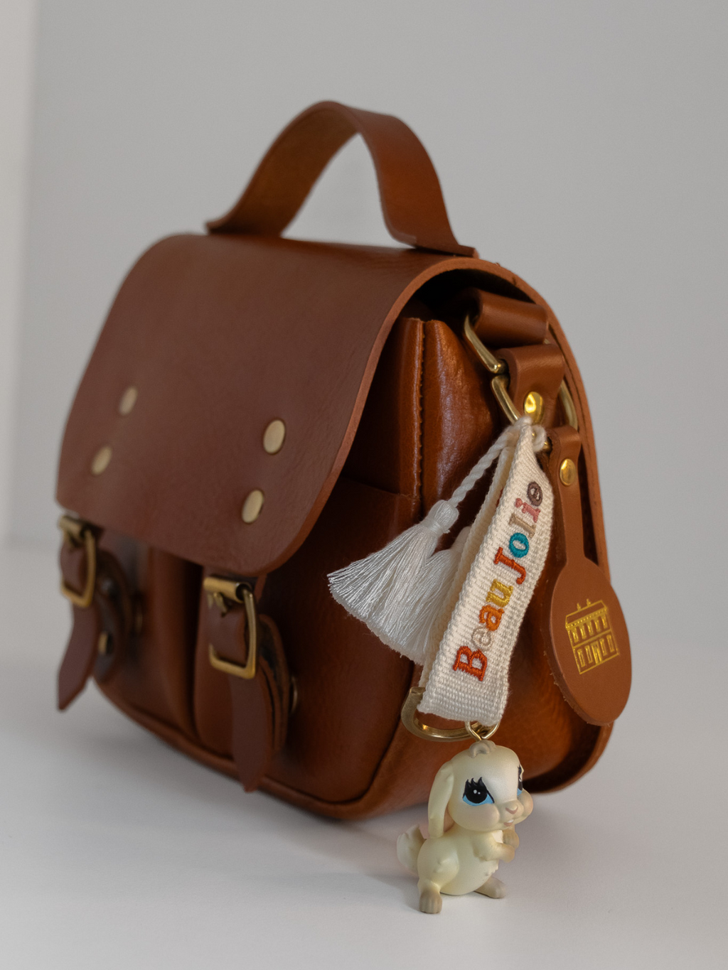 Lapin Bijoux On White & Rainbow Lanyard