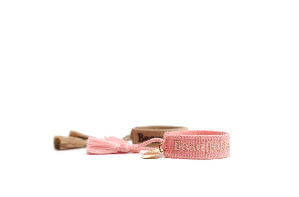 Beau Jolie Woven Friendship Bracelet - Blush Pink & Ivory