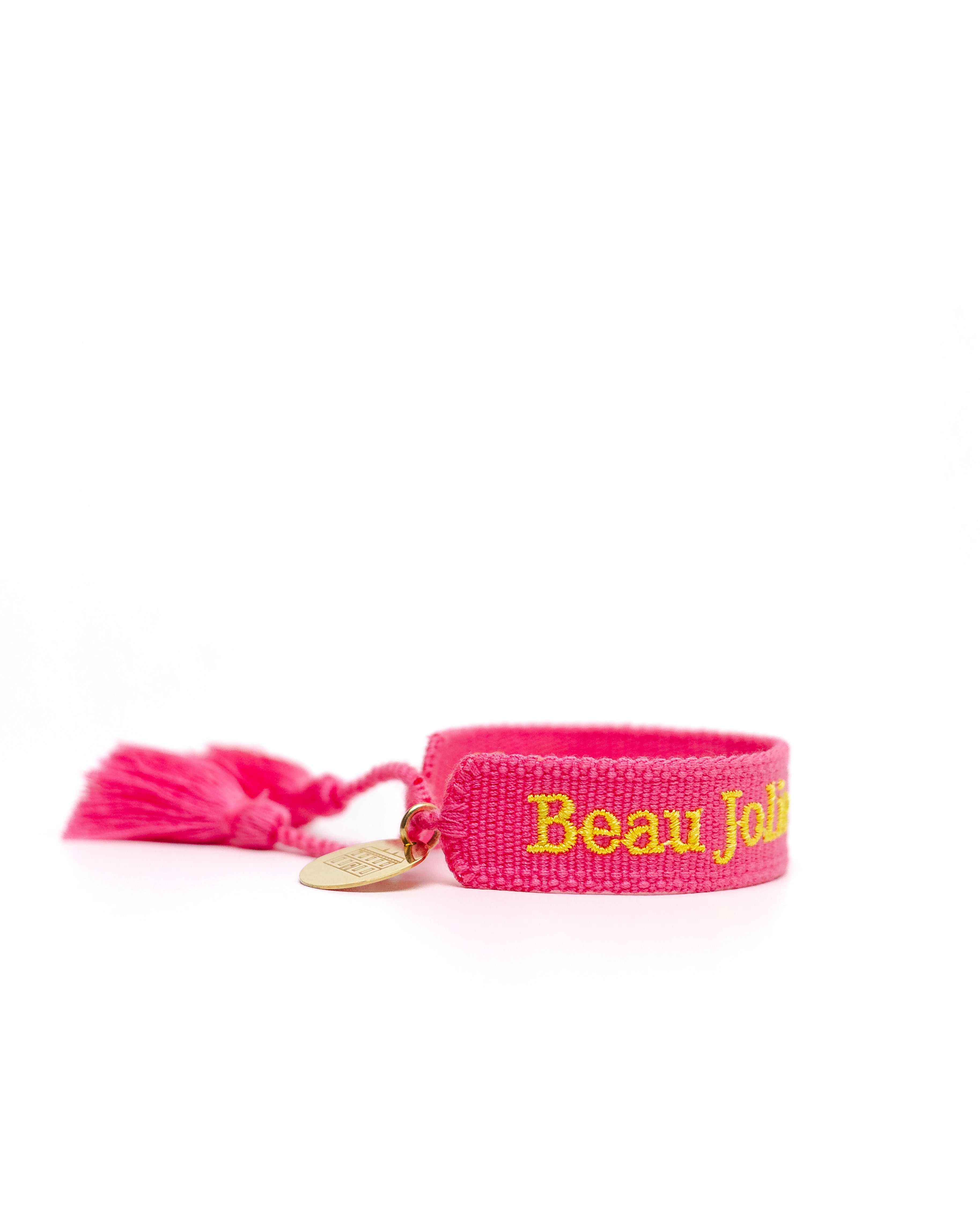 Beau Jolie Woven Friendship Bracelet - Neon Pink & Lemon