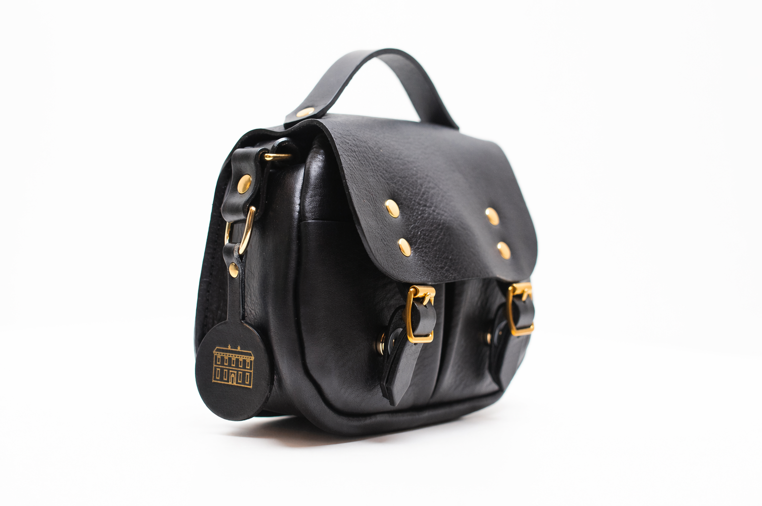 Beau Jolie Cross Body Satchel With Gold In Noir