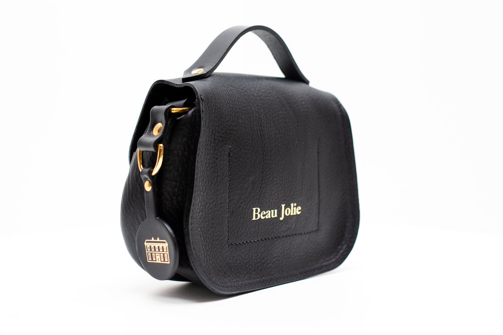 Beau Jolie Cross Body Satchel With Gold In Noir